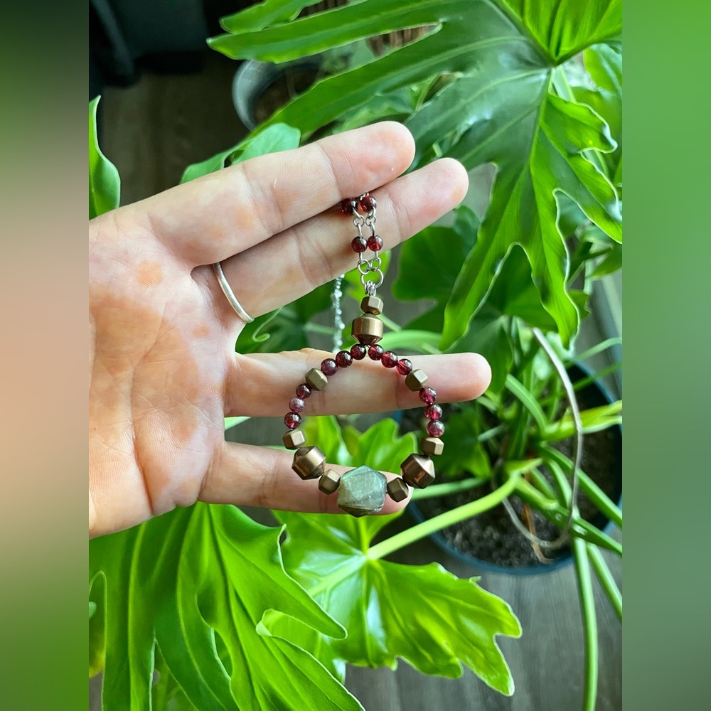 Labradorite - Hematite - Garnet Necklace